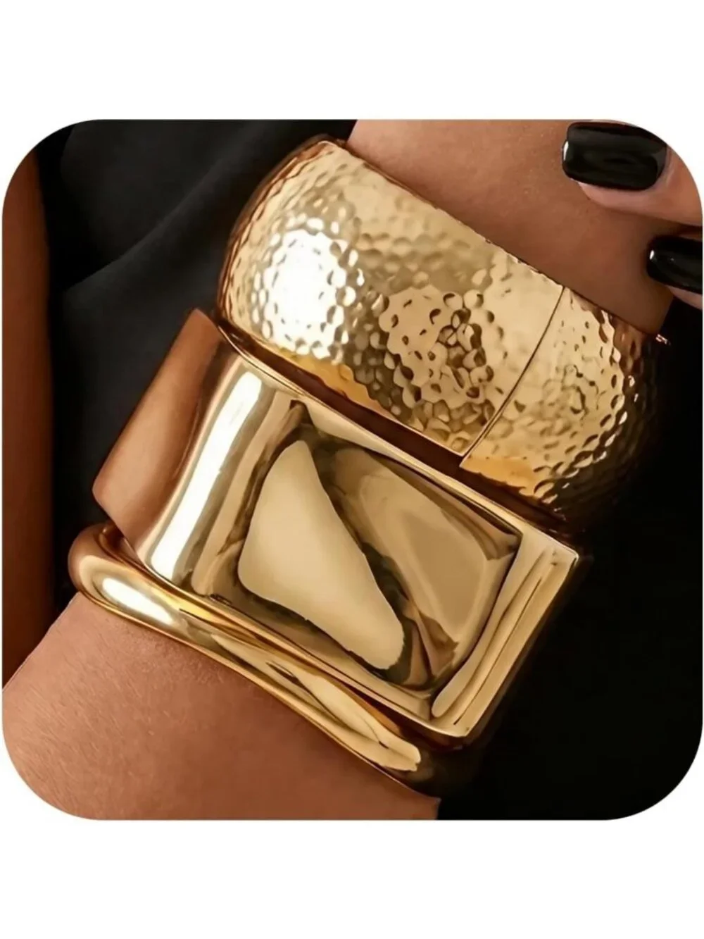 3Pcs Gold Bangle Bracelet Set for Women - Stackable Cuff Bangles, Trendy